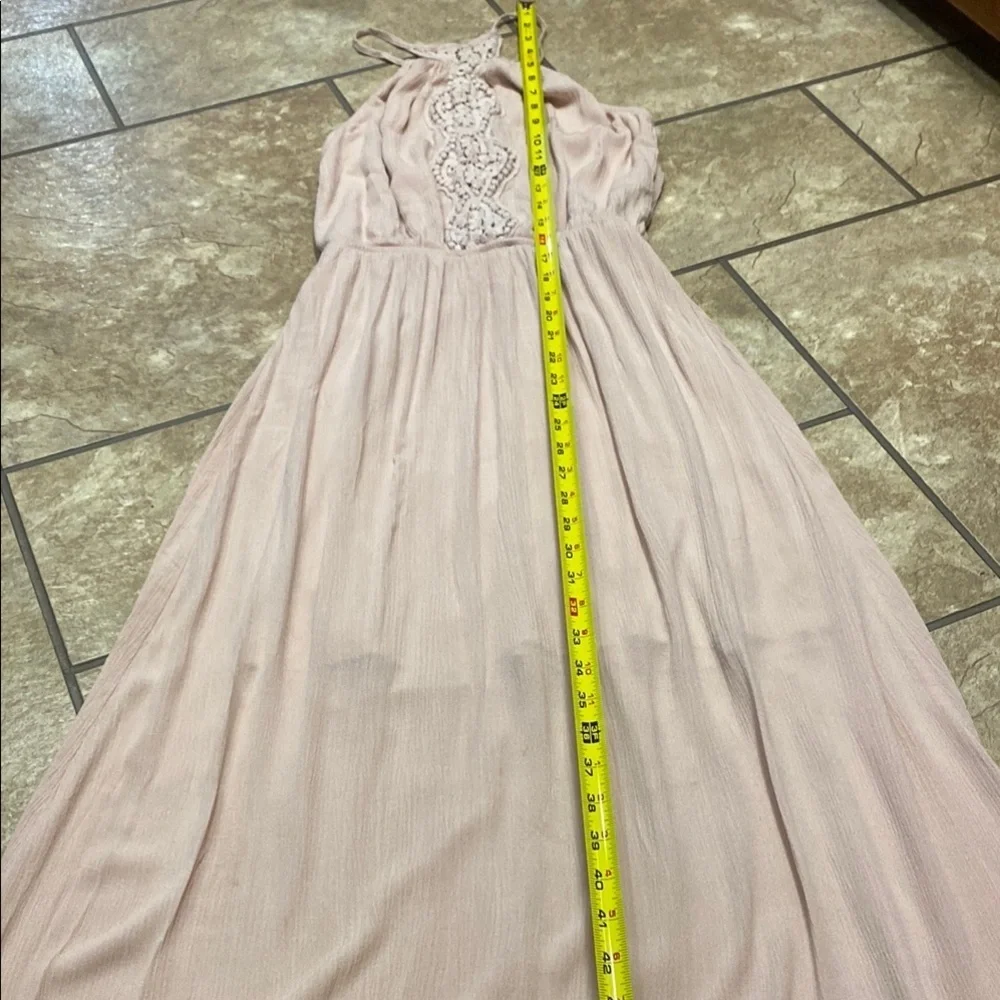 Blush Rayon/Crochet Lace Small Sleeveless Maxi Dress with Spagh. Straps Summer - Picture 5 of 12